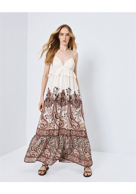 Maxi abito stampato con dettaglio arruffo ACCESS fashion | 63-3372-0061CHOCO